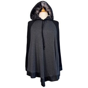 Capote Poncho Hoodie Size S/M black grey chic whimsygoth mob wife quiet luxury
